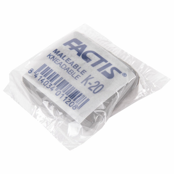 Ластик-клячка художественный FACTIS K 20 (Испания), 37х29х10 мм, супермягкий, серый, CCFK20 - Художественные ластики и клячки