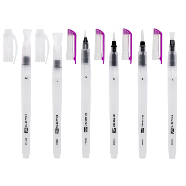 Кисти художественные с резервуаром для воды, синтетика, набор 6 шт., BRAUBERG ART DEBUT, 200965 - Кисти художественные в наборах