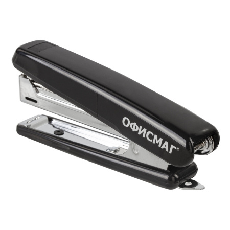 Степлер №10 ОФИСМАГ, до 12 листов, с антистеплером, черный, 229690 - Степлеры настольные