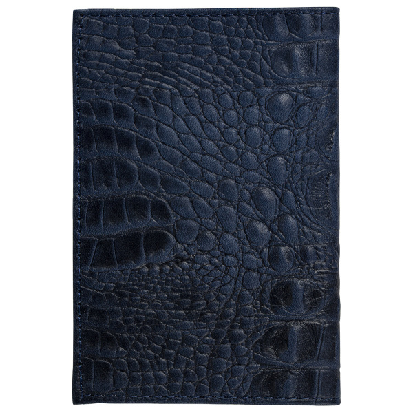 Обложка для паспорта натуральная кожа кайман, "PASSPORT", темно-синяя, BRAUBERG, 237196 - Обложки для паспорта