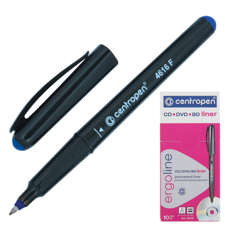 Маркер для CD и DVD СИНИЙ CENTROPEN, трехгранная форма захвата, тонкий, 0,6 мм, 4616, 6 4616 0106 - Маркеры для CD и DVD