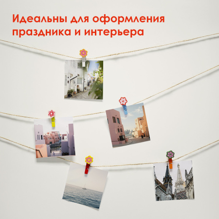 Прищепки декоративные "Цветочки", 5 штук, 3,5 см, ассорти, ОСТРОВ СОКРОВИЩ, 661302 - Прищепки для творчества