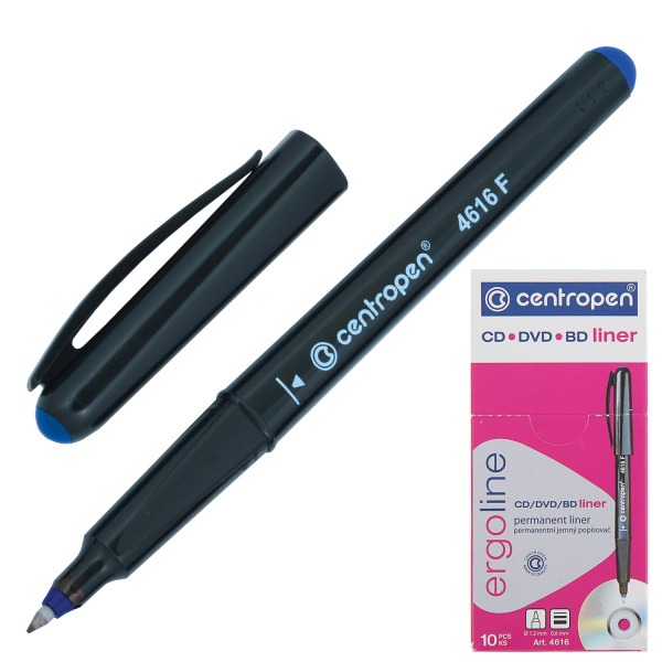 Маркер для CD и DVD СИНИЙ CENTROPEN, трехгранная форма захвата, тонкий, 0,6 мм, 4616, 6 4616 0106 - Маркеры для CD и DVD