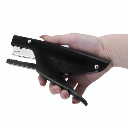 Степлер-плаер BRAUBERG "Extra Easy Press", №24/6, до 30 листов, металлический корпус, черный, 228569 - Степлеры настольные