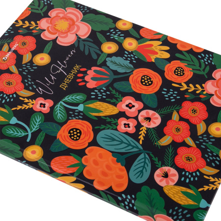 Дневник 5-11 класс 48 л., твердый, BRAUBERG, выборочный лак, с подсказом, "Цветы", 106410 - Дневники для старших классов