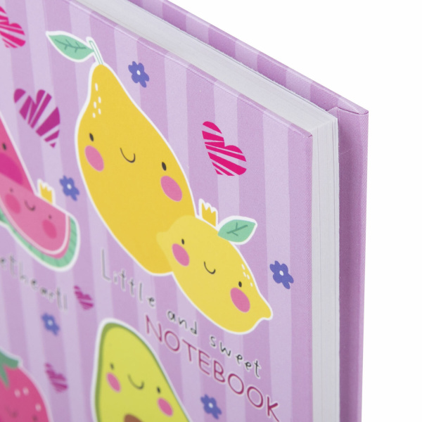 Блокнот МАЛЫЙ ФОРМАТ (110х147 мм), А6, 80 л., твёрдый, клетка, BRAUBERG KIDS, "Фруктики", 114444 - Блокноты детские