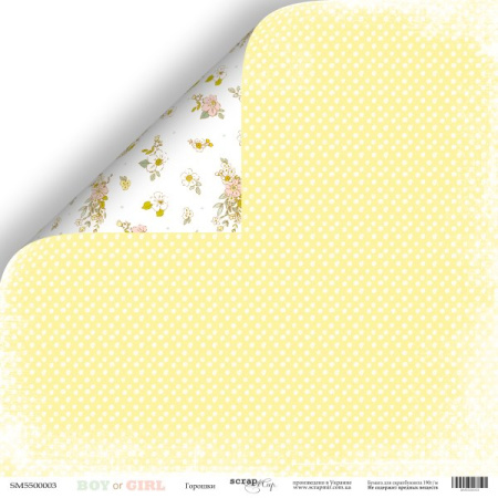 Лист двусторонней бумаги "Горошки" из коллекции "Boy or Girl" 30*30 см от Scrapmir