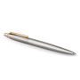Ручка шариковая PARKER "Jotter Core Stainless Steel GT", корпус серебро, позолота, синяя, 1953182 - Ручки шариковые подарочные