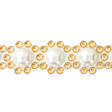 Стразы самоклеящиеся на ленте "ЖЕМЧУЖНЫЕ", 15 мм, 4 ленты, на подложке, ОСТРОВ СОКРОВИЩ, 662244 - Стразы для творчества