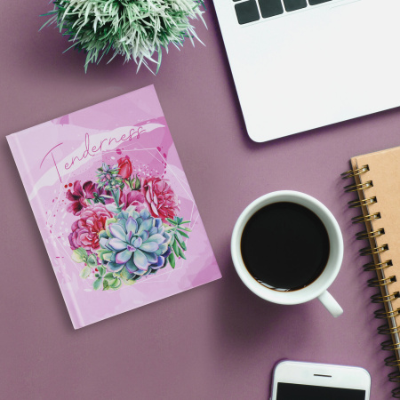 Блокнот МАЛЫЙ ФОРМАТ (110х147 мм), А6, 80 л., твёрдый, клетка, выборочный лак, STAFF, "Нежность", 114448 - Блокноты в книжном переплете