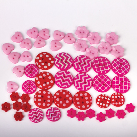Пуговицы декоративные "Оттенки розового", пластик, 52 шт., ассорти, ОСТРОВ СОКРОВИЩ, 661407 - Пуговицы для творчества