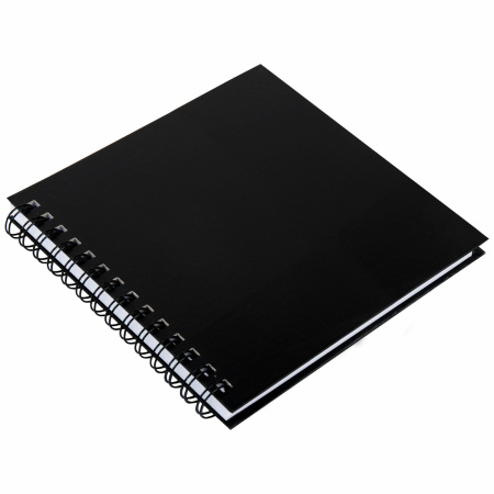 Скетчбук, белая бумага 160 г/м2, 190х190 мм, 60 л., гребень, твёрдая обложка ЧЕРНАЯ, BRAUBERG ART, 115074 - Альбомы, скетчбуки и бумага для графики и эскизов