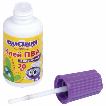 Клей ПВА с кисточкой, 20 г, ЮНЛАНДИЯ, 228420 - Клей ПВА