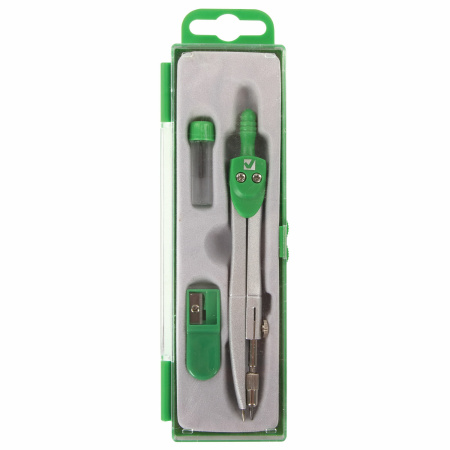 Готовальня BRAUBERG "Klasse", 3 предмета: циркуль 125 мм, точилка, грифель, пенал с подвесом, 210660 - Циркули и готовальни