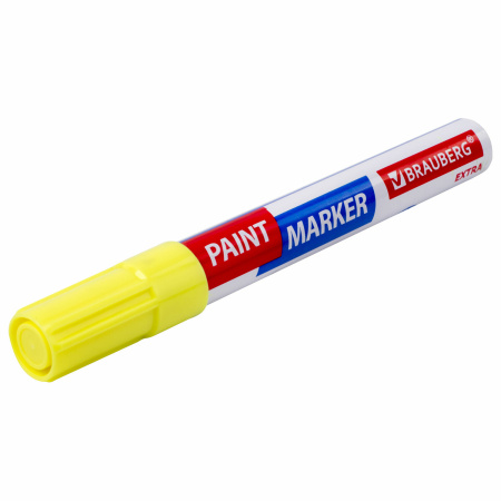 Маркер-краска лаковый EXTRA (paint marker) 4 мм, ЖЕЛТЫЙ, УСИЛЕННАЯ НИТРО-ОСНОВА, BRAUBERG, 151984 - Маркеры-краски лаковые