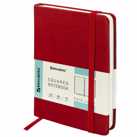 Блокнот МАЛЫЙ (100x150 мм) А6, BRAUBERG "Metropolis Special", под кожу, 80 л., клетка, красный, 111581 - Бизнес-блокноты и бизнес-тетради