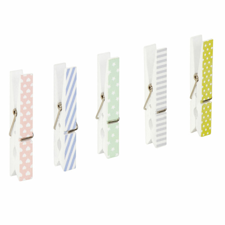 Прищепки декоративные "Пастельные тона", 5 штук, 7,2 см, ассорти, ОСТРОВ СОКРОВИЩ, 662677 - Прищепки для творчества