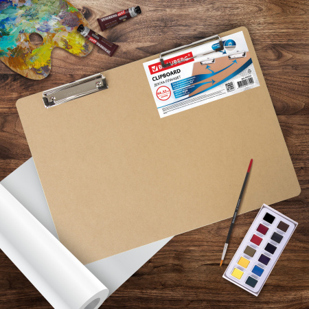 Доска-планшет БОЛЬШОГО ФОРМАТА (440х320 мм), А3, BRAUBERG "Eco" с двумя прижимами, МДФ, 3 мм, 232227 - Планшеты и клипборды