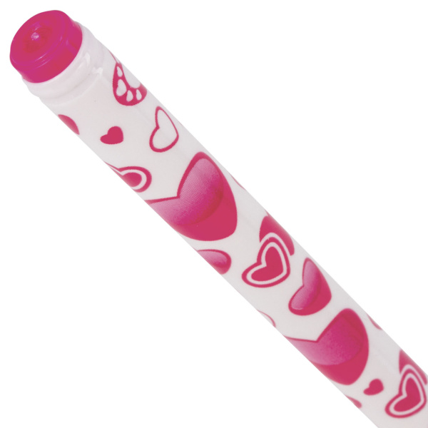 Ручка шариковая BRAUBERG "Сердечки", СИНЯЯ, корпус с печатью, узел 0,7 мм, линия письма 0,35 мм, 141535 - Ручки шариковые неавтоматические