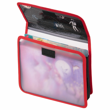 Папка для тетрадей ЮНЛАНДИЯ А5, пластик, 2 отделения, клапан на липучке, "Endless Space", 271492 - Папки для тетрадей и уроков труда