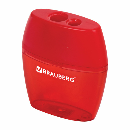 Точилка BRAUBERG "Diamond Dual", 2 отверстия для чернографитных карандашей (в том числе утолщенных), с контейнером, ассорти, 226941 - Точилки ручные