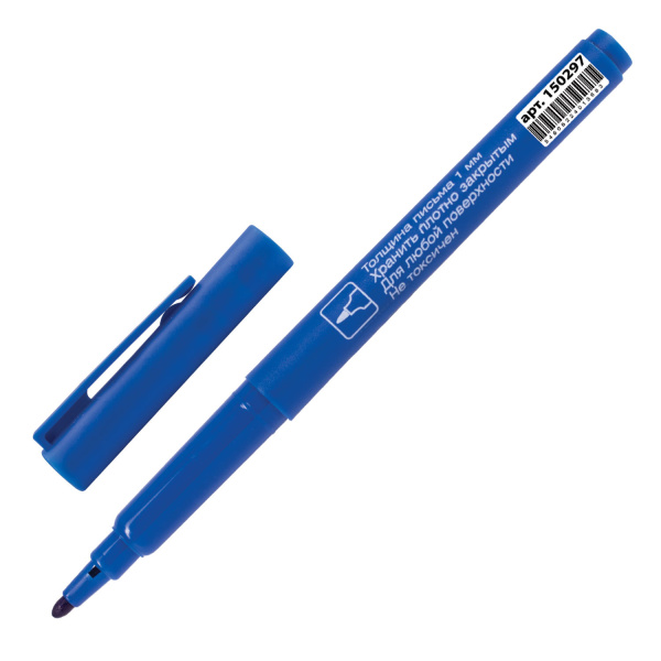 Маркер перманентный BRAUBERG "CLASSICLine", СИНИЙ, тонкий наконечник 1 мм, 150297 - Маркеры перманентные