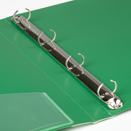 Папка на 4 кольцах, ширина 25 мм, BRAUBERG EXTRA, до 170 листов, ЗЕЛЕНАЯ, 0,7 мм, 270546 - Папки на кольцах