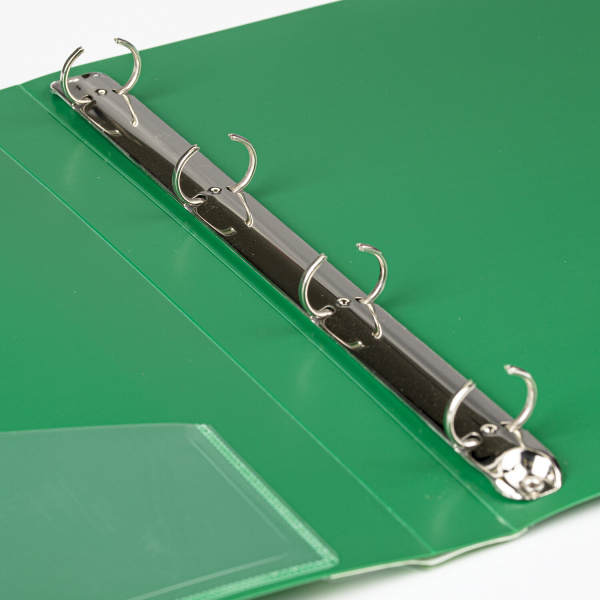 Папка на 4 кольцах, ширина 25 мм, BRAUBERG EXTRA, до 170 листов, ЗЕЛЕНАЯ, 0,7 мм, 270546 - Папки на кольцах