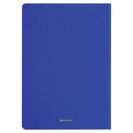 Тетрадь 60 л. в клетку обложка кожзам под лён, сшивка, В5 (179х250мм), СИНИЙ, BRAUBERG PASTEL, 403875 - Тетради более 60 листов