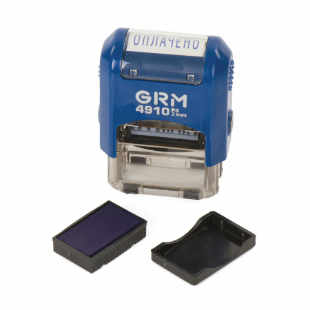 Штамп стандартный "ОПЛАЧЕНО", оттиск 26х9 мм синий, GRM 4910 Р3, 110491010 - Штампы стандартных слов