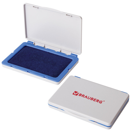 Штемпельная подушка BRAUBERG, 120х90 мм (рабочая поверхность 110х70 мм), синяя краска, 236866 - Подушки штемпельные настольные