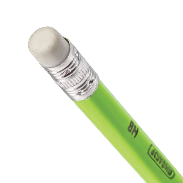 Карандаш чернографитный ПИФАГОР, 1 шт., НВ, пластиковый, корпус салатовый, с ластиком, 181445 - Карандаши чернографитные