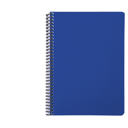 Тетрадь А5, 80 листов, BRAUBERG "Metropolis", спираль пластиковая, клетка, обложка пластик, СИНИЙ, 403397 - Тетради более 60 листов