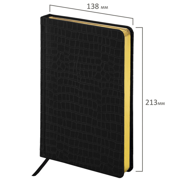 Ежедневник недатированный А5 138х213 мм BRAUBERG "Comodo" под кожу, 160 л., черный, 124974 - Ежедневники с покрытием "под кожу и ткань"