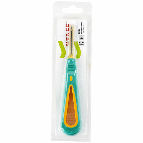 Шило с крючком, общая длина 140 мм, d=2 мм, прорезиненная ручка, STAFF, 238115 - Шило канцелярское