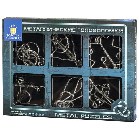 Головоломки металлические большие ЗОЛОТАЯ СКАЗКА, набор 6 штук, HIGH level, 664927 - Игрушки развивающие