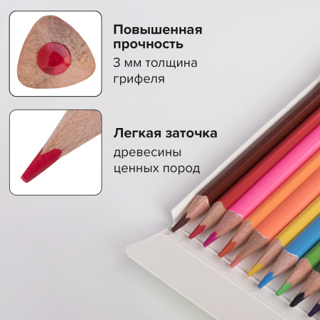 Карандаши цветные BRAUBERG, 60 цветов (Базовые, Металлик, Неон, Пастель, Телесные), 181792 - Карандаши цветные