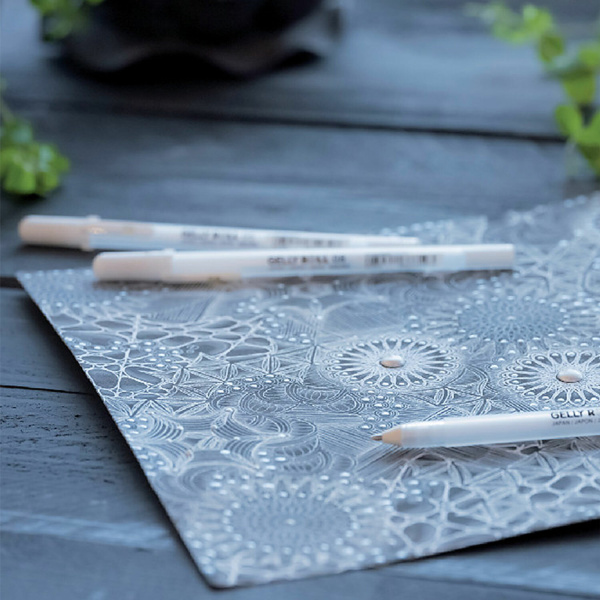 Ручка гелевая БЕЛАЯ, SAKURA (Япония) "Gelly Roll", узел 1 мм, линия письма 0,5 мм, XPGB10#50 - Гелевые ручки