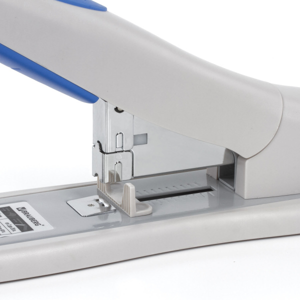 Степлер МОЩНЫЙ №24/6-23/15 BRAUBERG "Heavy duty PRO", до 100 листов, эргономичный, серо-синий, 227661 - Степлеры мощные