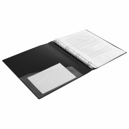 Папка на 4 кольцах, ширина 25 мм, BRAUBERG EXTRA, до 170 листов, ЧЕРНАЯ, 0,7 мм, 270482 - Папки на кольцах