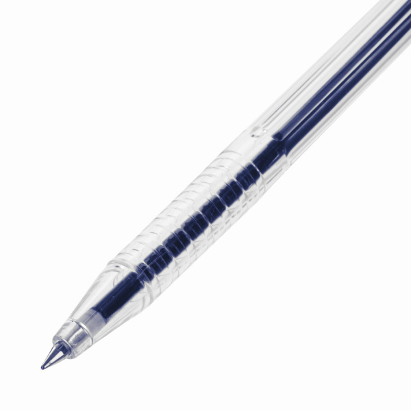 Ручка шариковая настольная BRAUBERG "Counter Pen", СИНЯЯ, пружинка, корпус серебристый, 0,5 мм, 143258 - Ручки шариковые на подставке