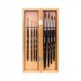 Набор №9 Roubloff 8 кистей из белки короткая черная матовая ручка буковый пенал - Кисти художественные в наборах