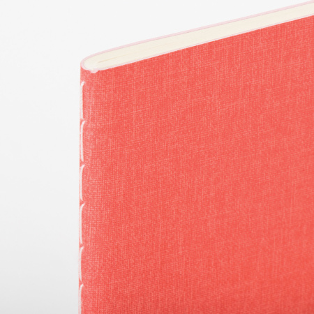 Тетрадь 48 л. в клетку обложка кожзам под лён, сшивка, A5 (147х210мм), КОРАЛЛОВЫЙ, BRAUBERG PASTEL, 403870 - Тетради 40-48 листов