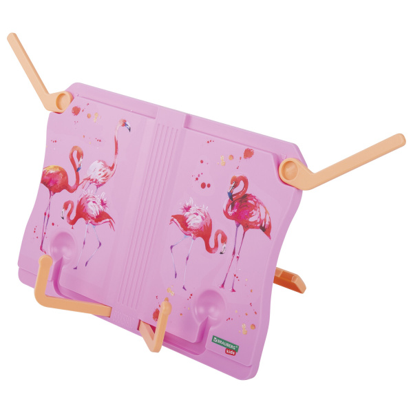 Подставка для книг и учебников BRAUBERG KIDS "Flamingo", регулируемый угол наклона, прочный ABS-пластик, 238061 - Подставки для книг