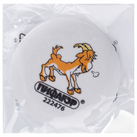 Ластик ПИФАГОР "Зверушки", 55х55х10 мм, ассорти, круглый, 222476 - Ластики классические