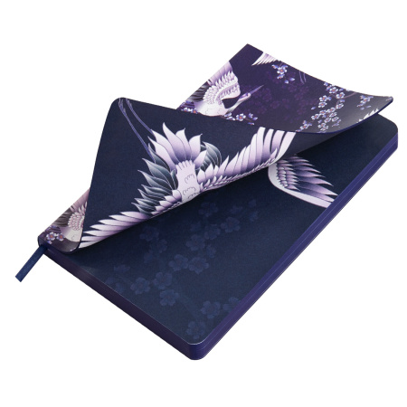 Ежедневник недатированный А5 (138х213 мм), BRAUBERG VISTA, под кожу, гибкий, 136 л., "Cranes", 112025 - Ежедневники с покрытием "под кожу и ткань"