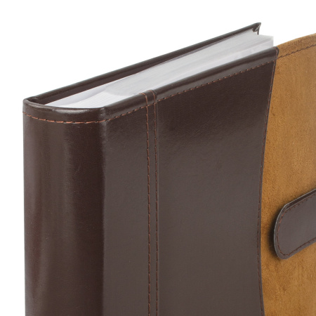 Фотоальбом BRAUBERG на 200 фото 10х15 см, под гладкую кожу, бумажные страницы, застежка, темно-коричневый, 390479 - Фотоальбомы