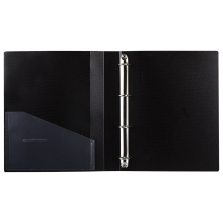 Папка на 4 кольцах, ширина 40 мм, BRAUBERG EXTRA, до 300 листов, ЧЕРНАЯ, 0,8 мм, 270547 - Папки на кольцах