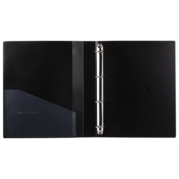 Папка на 4 кольцах, ширина 40 мм, BRAUBERG EXTRA, до 300 листов, ЧЕРНАЯ, 0,8 мм, 270547 - Папки на кольцах