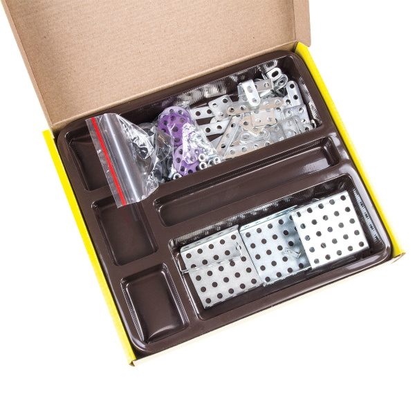 Конструктор металлический ЮНЛАНДИЯ "Для уроков труда №5", развивающий, 155 элементов, 104683 - Конструкторы